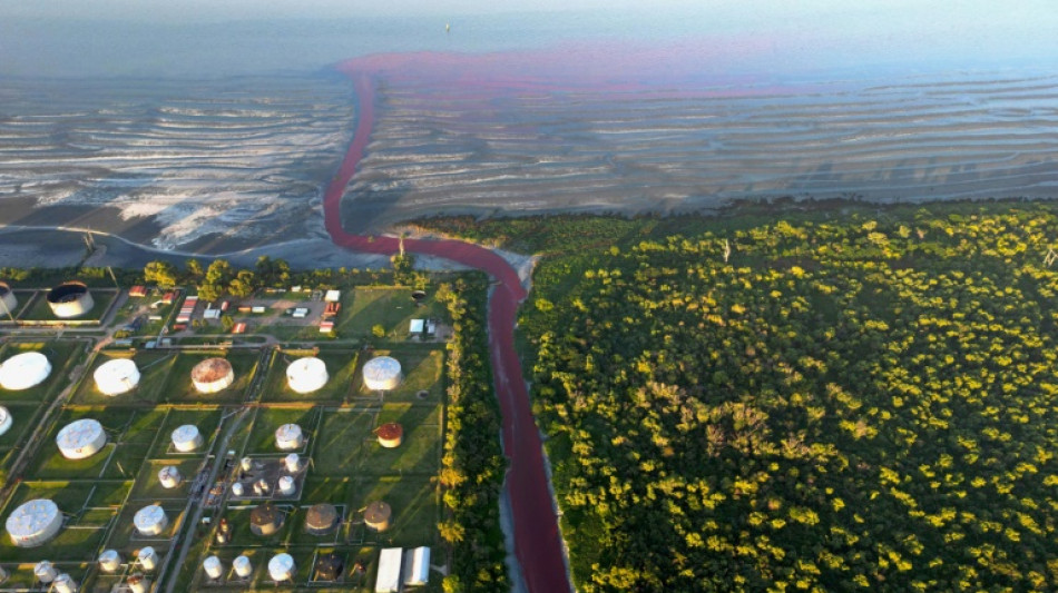 A stream turns blood red in Argentina, residents blame pollution